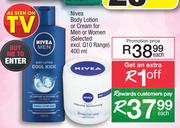 Nivea Body Lotion Or Cream For Men Or Women (Selected Excl.Q10 Range)-400ml Each