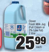 Clover Fresh Milk Jug (Full Cream Or 2% Low Fat)-2Ltr Each