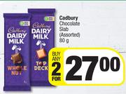 Cadbury Chocolate Slab (Assorted)-For 2 x 80g