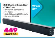 Telefunken 2.0 Channel Soundbar TSB-018