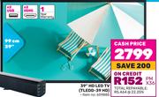 Telefunken 39"(99cm) HD LED TV TLEDD-39HD