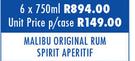 Malibu Original Rum Spirit Apertif-6 x 750ml
