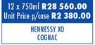 Hennessy XO Cognac-12 x 750ml