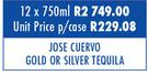 Jose Cuervo Gold Or Silver Tequila-12 x 750ml