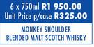 Monkey Shoulder Blended Malt Scotch Whisky-6 x 750ml