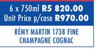 Remy Martin 1738 Fine Champagne Cognac-6 x 750ml