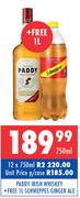 Paddy Irish Whisky-12 x 750ml