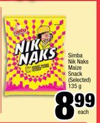 Simba Nik Naks Maize Snack(Selected)-135g Each