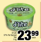 D'Lite 37% Fat Spread Tub-1Kg Each