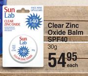 Sun Lab Clear Zinc Oxide Balm SPF40-30g Each