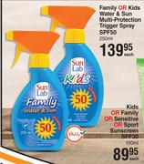 Sun Lab Family Or Kids Water & Sun Multi Protection Trigger Spray SPF50-250ml Each