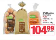 Spar Freshline Onions 2kg Plus Potatoes 3kg Plus Butternut 3kg-Per Combo