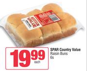Spar Country Value Raisin Buns-6s Pack