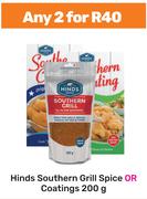 Hinds Southern Grill Spice Or Coating-For Any 2 x 200g