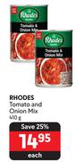 Rhodes Tomato And Onion Mix-410g Each
