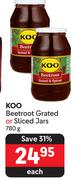 Koo Beetroot Grated Or Sliced Jars-780g Each