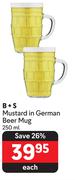 B + S 250ml Mustard In German Beer Mug-Each