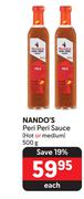 Nando's Peri Peri Sauce ( Hot Or Medium)-500g Each