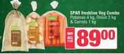 Spar Freshline Veg Combo Potatoes 4Kg, Onion 2Kg & Carrots 1Kg-All For
