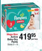 Pampers Mega Box Active Baby Dry Pants Sizes 3-6-Per Box