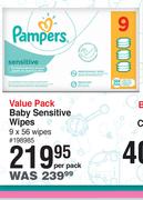 Pampers Value Pack Baby Sensitive Wipes 9 x 56 Wipes-Per Pack