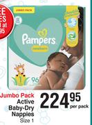 Pampers Jumbo Pack Active Baby Dry Nappies Size 1-Per Pack