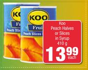Koo Peach Halves Or Slices In Syrup-410g Each
