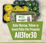 Baby Marrow, Yellow Or Green Patty Pan Prepacks-For All 3