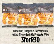 Butternut, Pumpkin & Sweet Potato With A Thyme Sprinkle Prepacks-3 x 375g
