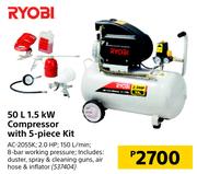 Ryobi 50Ltr 1.5Kw Compressor With 5-Piece Kit AC-2055K