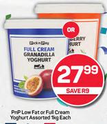 PnP Low Fat Or Full Cream Yoghurt Assorted-1Kg Each