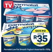 Parmalat Low Fat Smooth Yoghurt-Any 2 x 6 x 100g
