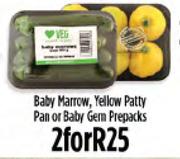 Baby Marrow, Yellow Patty Pan Or Baby Gem Prepacks-For 2