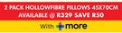 Sleepmasters 2 Pack Hollow Fibre Pillows 45 x 70cm