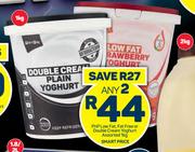 PnP Low Fat, Fat Free Or Double Cream Yoghurt Assorted-Any 2 x 1Kg