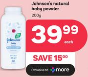 Johnson's Natural Baby Powder-200g Each