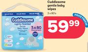Cuddlesome Gentle Baby Wipes-3 x 80's