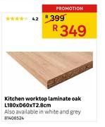 Kitchen Worktop Laminate Oak L180 x D60 x T2.8cm