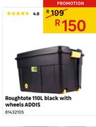 Roughtote 110Ltr Black With Wheels Addis
