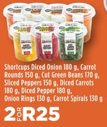 Shortcups Diced Onions 180g, Carrot Rounds 150g & Others-For 2