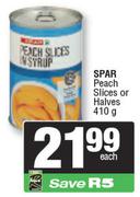Spar Peach Slices Or Halves-410gm Each