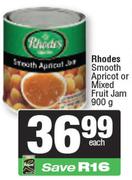 Rhodes Smooth Apricot Or Mixed Fruit Jam-900gm Each