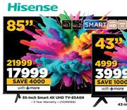 Hisense 85" Smart 4K UHD TV 85A6N