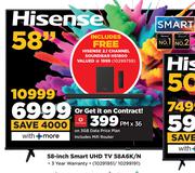 Hisense 58" Smart UHD TV 58A6K/N-On 3GB Data Price Plan