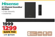 Hisense 2.1 Channel Soundbar HS1800