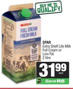 Spar Extra Shelf Life Milk (Full Cream Or Low Fat)-2Ltr Each