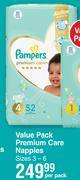Pampers Value Pack Premium Care Nappies Sizes 3-6-Per Pack
