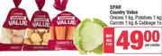 Spar Country Value Onions 1kg, Potatoes 1kg, Carrot 1kg & Cabbage 1s-For All