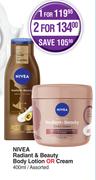 Nivea Radiant & Beauty Body Lotion Or Cream Assorted-2 x 400ml