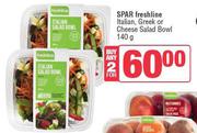 Spar Freshline Italian, Greek Or Cheese Salad Bowl-For 2 x 140g